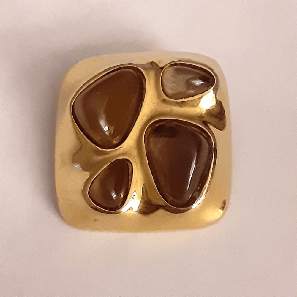 Jones New York Modernist Contemporary Gold Tone Pin Cabochon 15 24$
